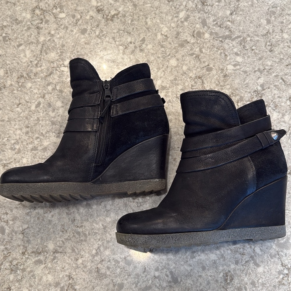 MIZ MOOZ NARCISSA WEDGE ANKLE BOOTS Leather & Suede 7.5 (38)